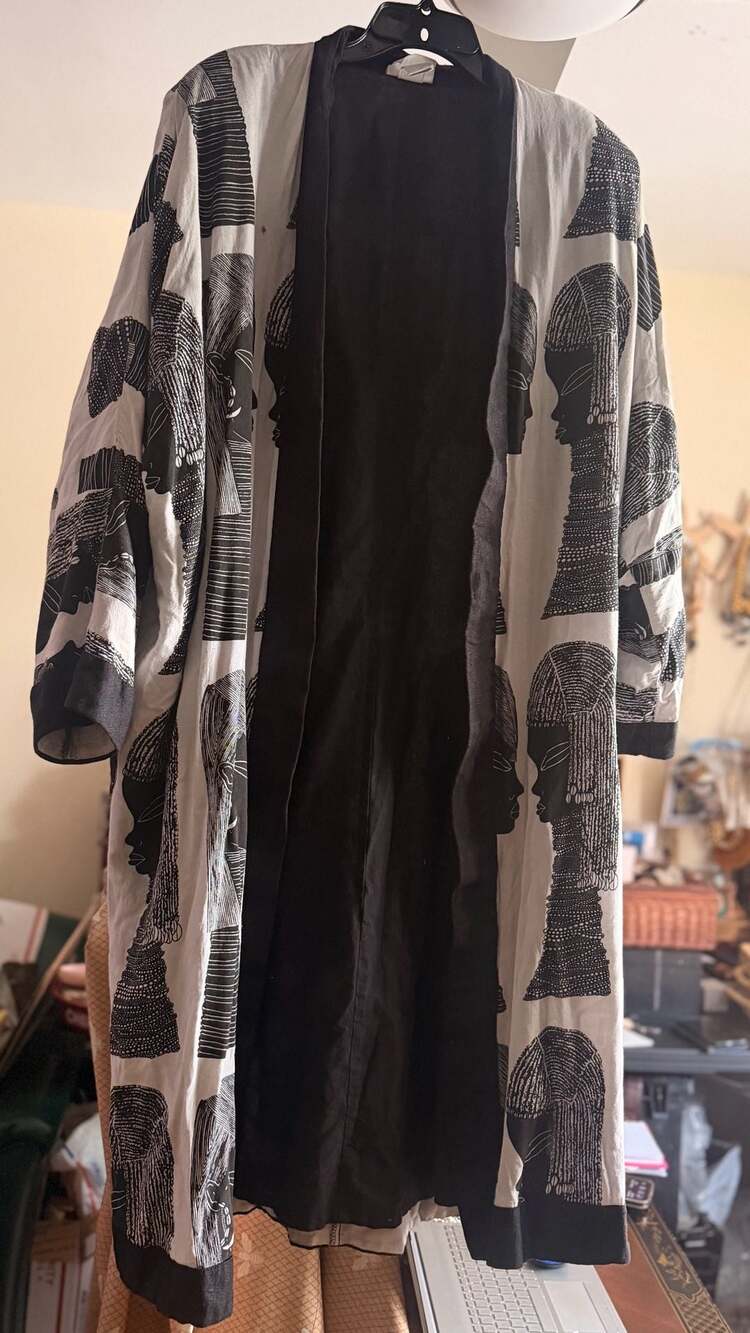 Black and White African Print Kimono